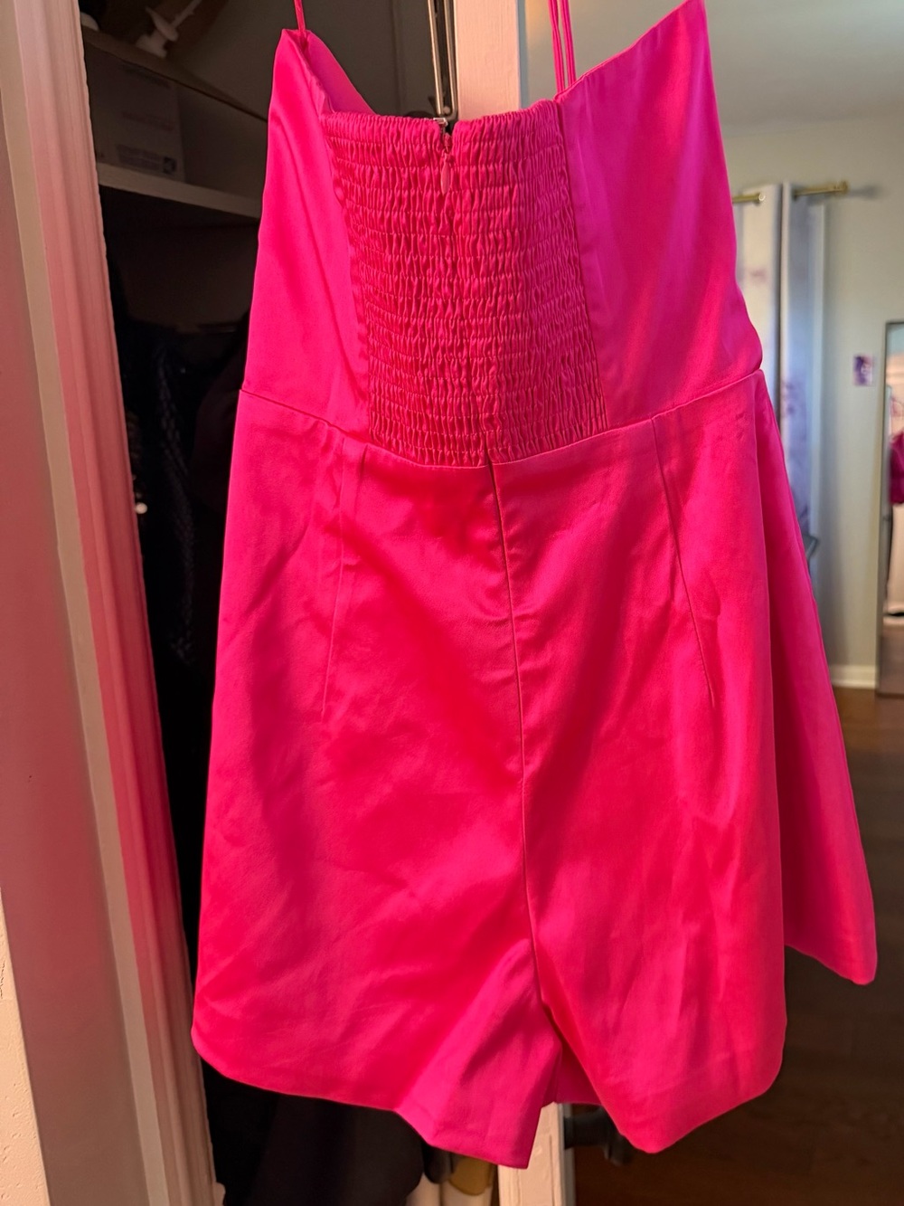 Fashion Nova Hot Pink Satin Bow Romper - Picture 5 of 6